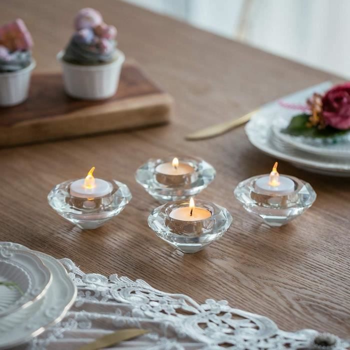 Lot De 12 Photophores En Verre - Pour Bougies Chauffe-Plat - Décoration Mariage/Fête