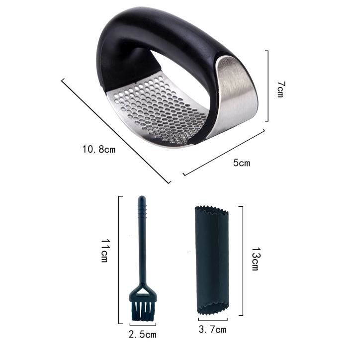 Presse-ail En Inox Avec éplucheur Silicone - Lot De 2, Facile à Utiliser Et Nettoyer