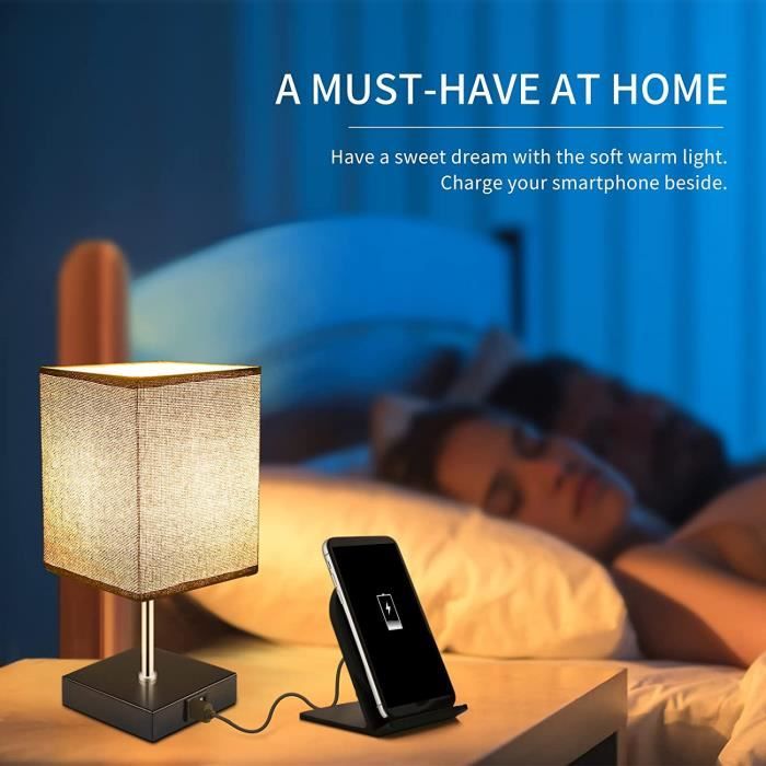 Lampe de Chevet Tactile LED 3 Niveaux Intensité Dimmable Port de Charge USB  - Cdiscount Maison