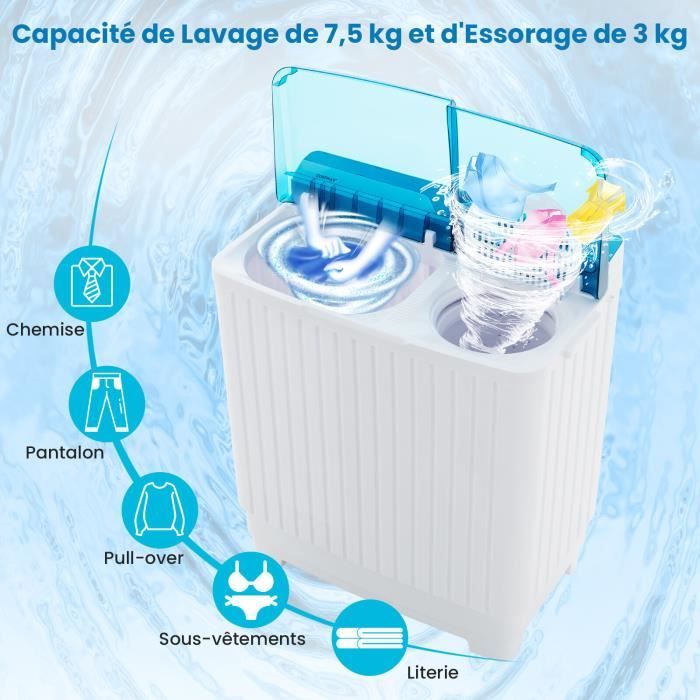 Mini machine à laver Oneconcept Ecowash-Pico avec essorage 3,5 kg 380 W -  vert