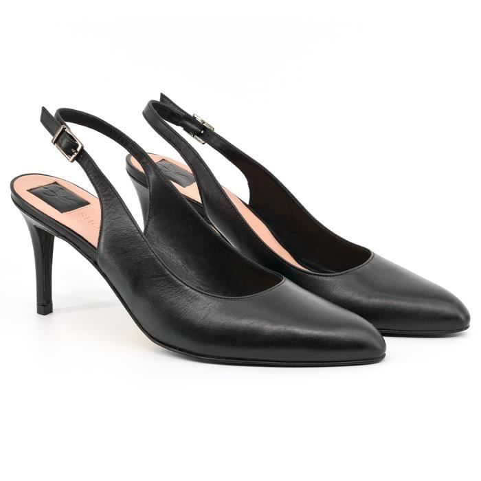 Escarpins Noirs Vintage Jmg Houcke Cerpinette - Taille 36 - Cuir - Talon Bas - Neuf Avec Petit Défaut