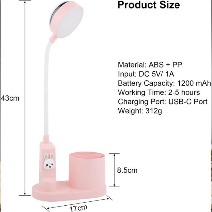 Lampe De Bureau Enfant Hacevida | Projecteur Étoiles + Porte-Stylo | Rechargeable USB | Rose