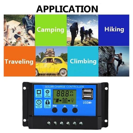 Kit Panneau Solaire Portable 200W 12V Monocristallin – Idéal Camping, Randonnée, Vélo – Avec Contrôleur & Accessoires