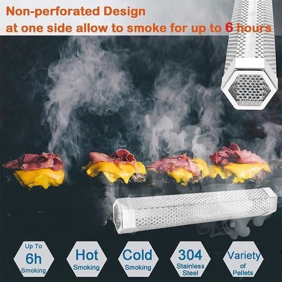 Accessoires de cuisine Smoker Grill Tube en acier inoxydable pour légumes,  fromage, noix, fumée dense