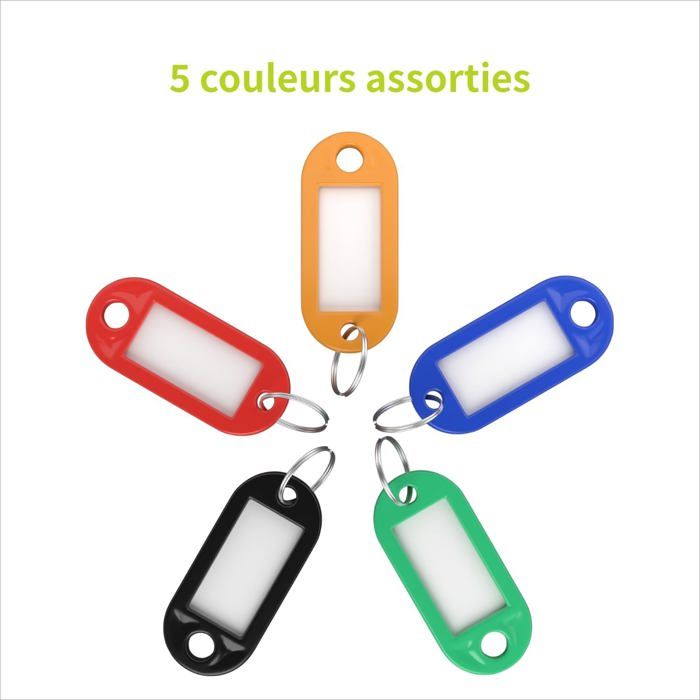 STARVAST 40Pcs Porte Clef Etiquette, Porte Cle de Couleur, Porte Clés Etiquette en Plastique avec Anneau Fendu Porte-Clés, Couleurs Assorties
