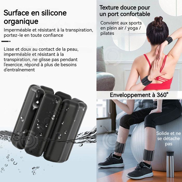 Poids Pour Chevilles Et Poignets Réglables - 2 Pièces, En Silicone - Pour Fitness, Yoga, Pilates, Course