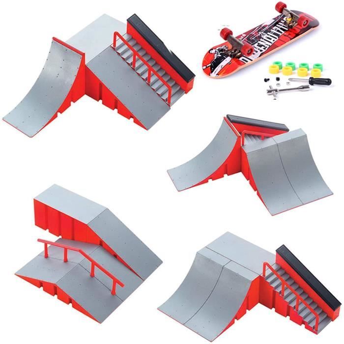 KETIEE Kit Rampe Skateboard 17 En 1 Avec 4 Mini Finger Skate Et 2 Patins - Jeu Complet Pour Enfants Et Adultes