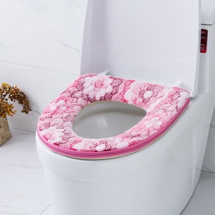 4 Pcs Housse de Cuvette en Peluche Chaude Fond Etanche Couverture Siège de  Toilettes Luxe Abattant WC Coussin coloré Universel