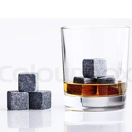 Generise Granite Whisky pierres Ice Cooler X 9 pièces Cubes Scotch réutilisables étui en velours Cadeau avec une pochette de rangement gris foncé 