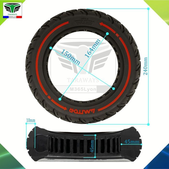 GLDYTIMES Pneu de scooter de 25,4 cm 60/70-6,5 10 x 2,5 - Pneu solide pour scooter électrique Segway Ninebot Max G30P G30LP G2 F2 pro ~ Gotrax G4 G5 G6 GMAX Ultra