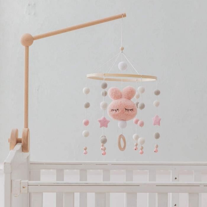 Mobile Bébé En Bois Avec Boules De Feutre Chambre De Bébé Cloche De Li