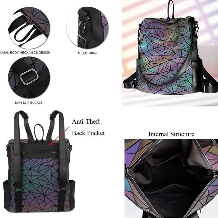 Sac Fourre-tout Holographique Réfléchissant - Sac à Main Géométrique Lumineux, Design Original