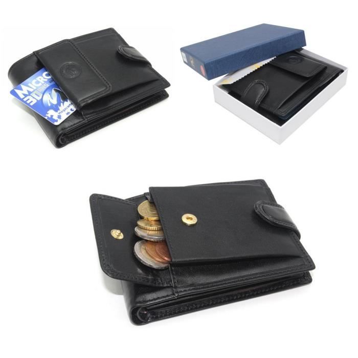 Portefeuille En Cuir Elephant D'Or Deux Volets - Noir, Neuf Sans étiquette