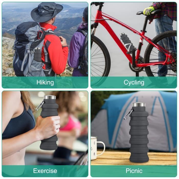 Bouteille d'eau plate Flacon de voyage Portable Tasse de voyage Bpa  Bouteille d'eau A5 gratuite Pour Sports Camping Gym Fitness Outdoor Tw