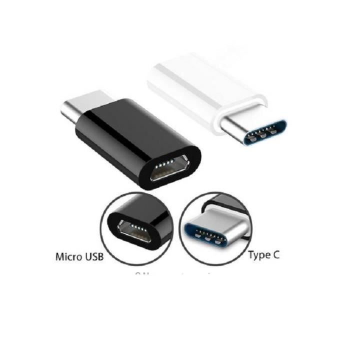 Adaptateur micro USB vers USC C monobloc noir - prix pas cher chez