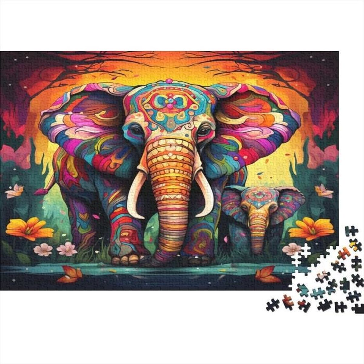 Animaux Puzzles pour Adultes 1000 PièCes Puzzles Éléphant en Bois