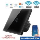 MANDY TENFLLYWINGS WiFi Interrupteur tactile sans fil intelligent,Contrôlé l'APP à Distance,Timer,EU,pour Tuya,Google Home,Alexa--Black 1 gang