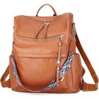 ECELEN Sac à Dos en Cuir Femme - Marron - Multipoches - Imperméable