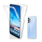 HTDMOBILES Coque pour Samsung Galaxy A23 4G / 5G - housse etui silicone gel fine 360 integrale (avant et arriere) + film ecran - TRANSPARENT