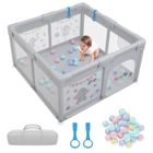 KITYTETY Parc Bébé pour enfants avec 30 boule - Parc De Jeux Lavable Pliable - 127 x 127 x 68cm Gris - Adapté À L'intérieur Et À L'extérieur