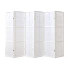 PEGANE Paravent japonais grands carreaux bois blanc et papier de riz - 6 pans - Dim : H 178,6