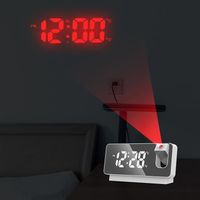 Dioche Réveil à projection Réveil de Projection, réglage Flexible à 360 degrés, miroir LED créatif, horloge numérique avec Blanc-540