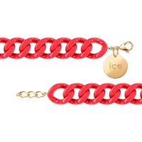 ICE - Bracelet Mailles XL de Couleur Rouge pour Femmes Fermé d'Une Médaille Dorée 020929