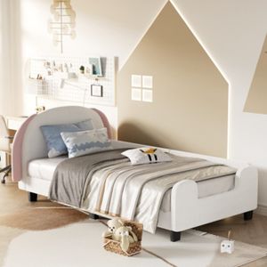 STRUCTURE DE LIT Lit cabane enfant Lit simple 90x200 avec sommier à lattes avec tête de lit lit d'enfant en forme de lapin blanc