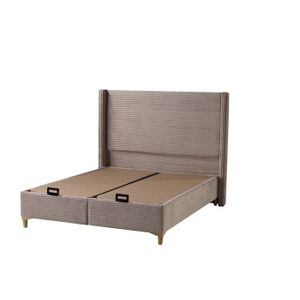 Lit-coffre Design Boule Avec Sommier Relevable 160x200cm Velours Taupe Bilbola 3327480076118