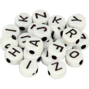300 blanc-disque acrylique simple lettre A-Z Blanc Alphabet Perles 7 mm x 4 mm