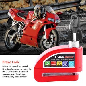 ANTIVOL - BLOQUE ROUE Bloc Disque Alarme Antivol Moto Tchipie Bloque Disque Scooter Lock Alarme Antivol Vélo - rouge