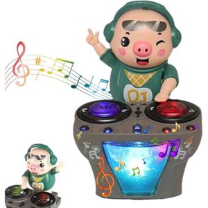 JEUX DE LUMIERE DJ Swinging Piggy Toy,DJ Piggy-Swinging Music Toy,