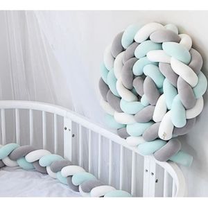 Tour De Lit Tresse Vert D Eau Et Gris 3m Cdiscount
