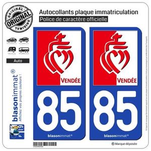 Paire Sticker immatriculation 85 Vend/ée