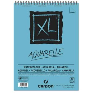 BLOC NOTE CANSON Album Spirale 30 feuilles XL® Aquarelle A4 - 300 g - Blanc