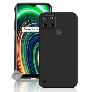 DOINK Cover In Silicone Ultra Per Realme C21 - Custodia Antiurto Con Bumper In Fibra E Bordi Rialzati - Nero