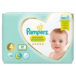 COUCHE Couches PAMPERS Premium Protection - Taille 4 (9-14 kg) - Lot de 39