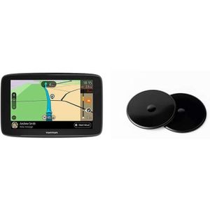 FIXATION - SUPPORT GPS TomTom GPS Voiture GO Basic, 5 Pouces, Info Trafic, Essai des Alertes de Zones de Danger & GPS Fixation Adhesive pour Tableau