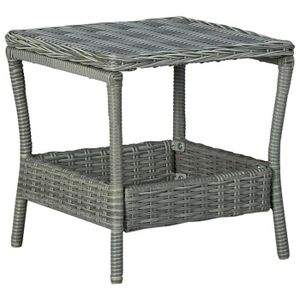TABLE DE JARDIN  Meuble Table de jardin - Gris - clair 45x45x46,5 cm - Résine tressée 5.2 KG