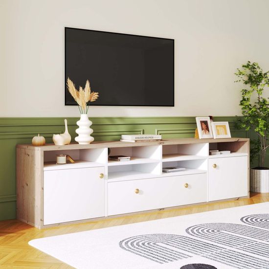 Armoire à Chaussures Blanche 3 Tiroirs KEFSR - Bois, Poignées Dorées, Étagères Réglables, Design Moderne Pour Salon Ou Chambre - 7