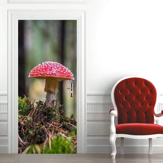 Autocollant Mural 3D Effet Cinéma Pour Porte - 77x200 Cm (2 Panneaux) - PVC Vinyle Auto-adhésif Amovible - Décoration Trompe-l'œil Salon/chambre