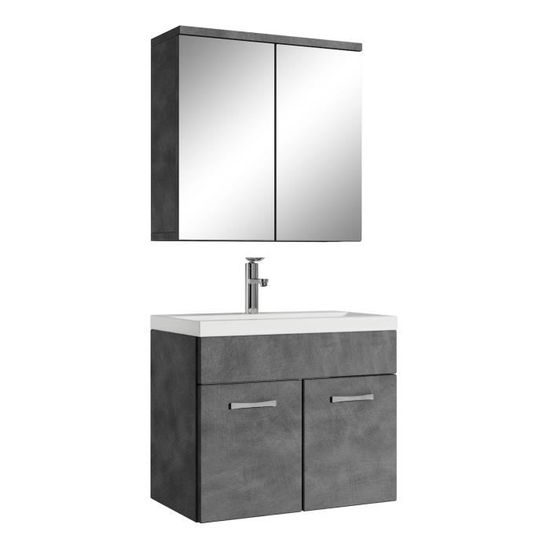 Badplaats Meuble De Salle De Bain Montreal Set 02 60 Cm – Chêne Marron – Lavabo Et Miroir