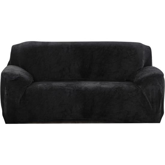 Housse De Canapé Extensible En Velours – Oatmeal – Anti-dérapante, Lavable – Taille XL