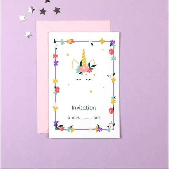 12 Cartes D'invitation Gaby Chat Pour Anniversaire Fille - Format A6 (15,2x10,7 Cm), Avec Enveloppes Et Autocollants - Version Française
