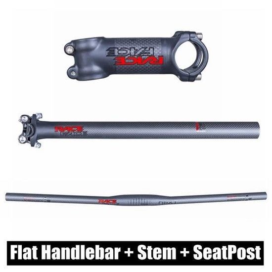 Guidon de vélo plat en fibre de carbone 3K noir mat - QQMORA