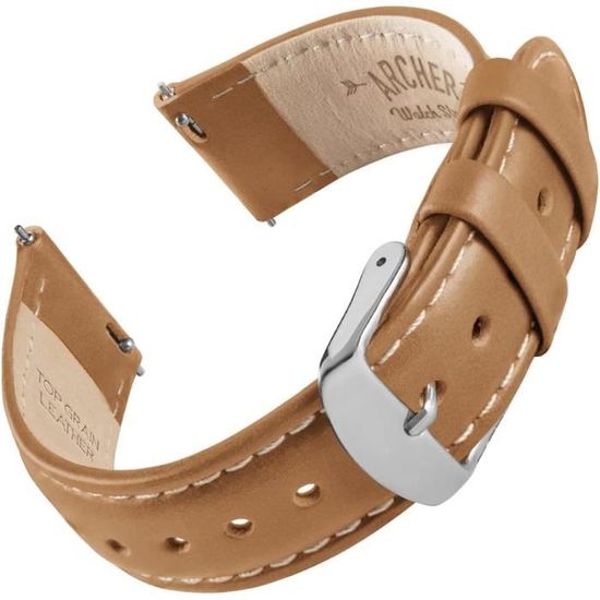 Bracelet De Montre Déploiement Gris En Cuir Grainé - Largeur 24 Mm, Compatible Panerai 44 Mm, Neuf Sans étiquette