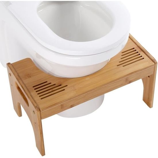 Tabouret de Toilette Physiologique Tabouret de Toilettes en Bambou Repose-Pieds Salle de Bain Antidérapant-CER