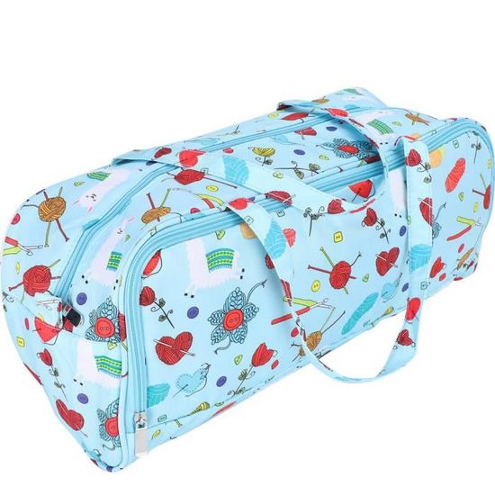 Sac Organisateur Aiguilles à Tricoter Motif Fleurs - Trousse Rangement Voyage Coton Lin