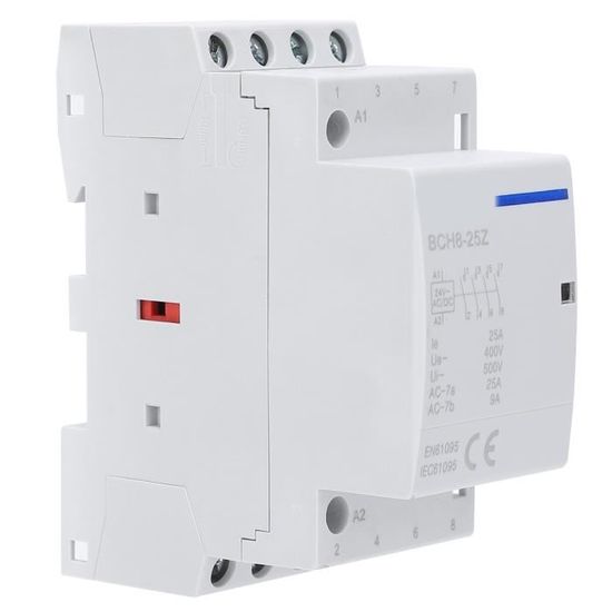 Contacteur AC Walfront 4P 63A 220V 50Hz Avec Commutateur Manuel - Mini Rail DIN 4NO Idéal Maison
