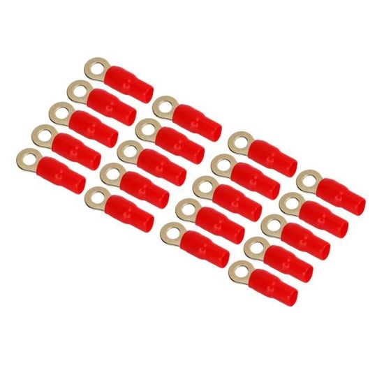 Lot De 100 Cosses à Anneau Kalitec RKSGM6 0,5-1 Mm² I Partiellement Isolées M6 Rouge I Cuivre I Col En PVC I Pour Connecter Des Câbles Ou Des Torons I Cosse De